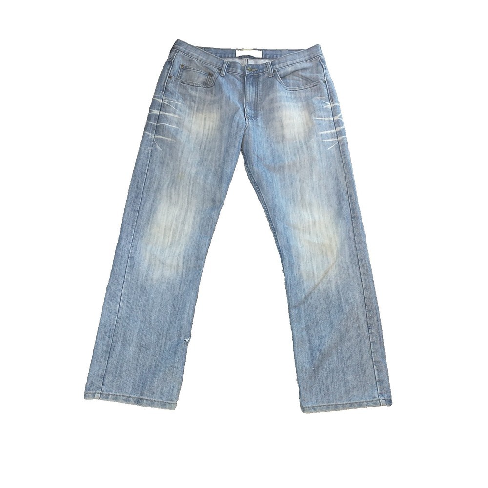 Wrangler Jeans Co Mens 36x30 Slim Straight Light Wash Blue Denim 92SCWN2